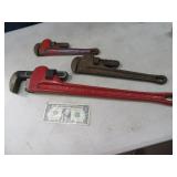 (3) HD Pipe Wrenches Hand Tools 24"/14"/12"