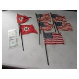 (6) WWII era Mini US Flags