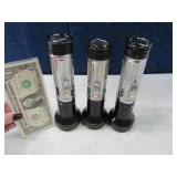 (3) Antique TRI COLOR Metal Flashlights 2work1part