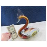 Art Glass Swan 12" Vintage Figure