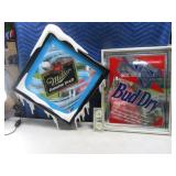 (2) 17"ish Vtg Beer Mirrors BudDry & MGD