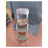 Vintage Red Metal Step Stool Pull-Out