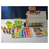Vintage FISHER PRICE Schoolhouse w/ Extras NEAT