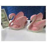 (2) Vintage PINK FLAMINGOS Pottery MidCentury