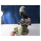 20" Cast Cement Eagle & Bell Decor Figure