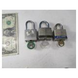 (3) Padlocks w/ Keys