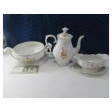 (3) Antique Teapot & China BOHEMIAN
