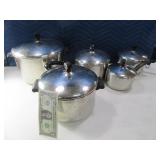 (5) Nice FARBERWARE Stainless Cooking Pots Lids
