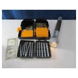 (3) Asst Drill Bit Sets & Working Flashlight