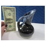 Signed VAN BRIGGLE 7" Pottery Pitcher Black Unique