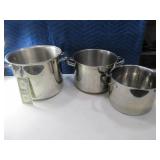 (3) HD Stainless Cooking Pots 10"/9"