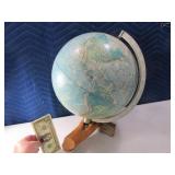 Vintage World Globe Mounted on Wood NEAT