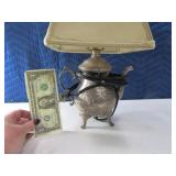 Vintage 12" Silver Teapot Table Lamp