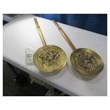 Pair Vintage Brass/Wood 28" Wall Decor Scenes