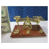 7" Brass Manual Scale on Wood Base