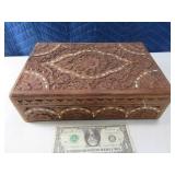 Detailed Inlaid 12" Wood Stash Storage box