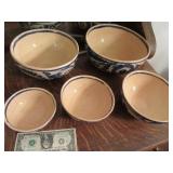 5pc Mexican Pottery Designer Nesting Bowl SET