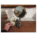 Early Metal 11" Angel Desktop Mirron NEAT Art Deco