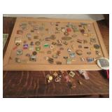Estate Pin Collection on corkboard