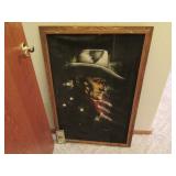 Large JOHN WAYNE on Velvet Artwork AS IS