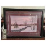 Original ROD SANATA Framed Watercolor Pueblo Artwk