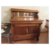 Antique Oak Sideboard Buffet Cabinet