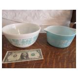(2) Vintage BlueThemed PYREX Bowls w/ Scenes