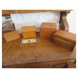 (4) Early Wooden Dovetailed Stash File Type Boxes
