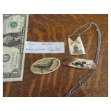 (2) Alaskan BoneType ScrollWork Jewelry