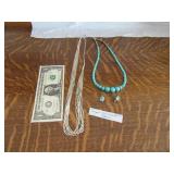 (3) Sterling & Turquoise Necklaces & Earring