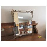 Early 25x22 Wall Mirror w/ Intricate Metal Corners