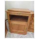 28" Oak IceBox Look RotateTop Side Table Cabinet