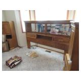 King/Queen Oak Headboard w/ Side Cabinet SET