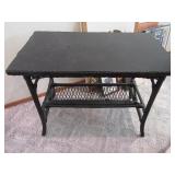 36" Vtg Black Wicker Accent Table