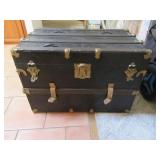 Antique 32" Black Trunk