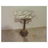 Antique 24" Marble Table w/ Metal Base