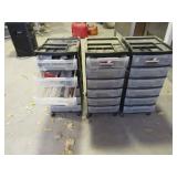 (3) 12"x26" Poly Drawer Storage Bins w/ Contents