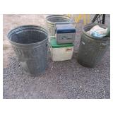 (5) Metal Trash Cans & Coolers