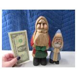 (2) MICHAEL OLSON Handcarved Santa & Man Figures $