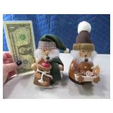 (2) German 5" IncenseType Smoking Wood Santa