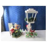 (2) Vintage Lantern & Deer Scene Xmas Figures