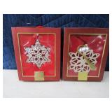 (2) LENOX 2006/2007 Snowflake Ornaments