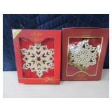 (2) 2010 LENOX Snowflake Ornaments