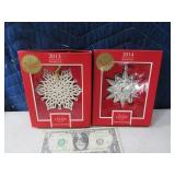 (2) 2013/2014 SnowFlake LENOX Ornaments