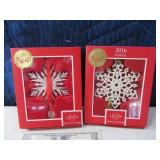 (2) 2016 Snowflake Ornaments LENOX