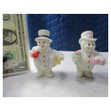 (2) LENOX 4" Snowman~SnowWoman Figures