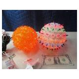 (2) Lighted 7" Hanging Spheres Orange/Multi 1of2