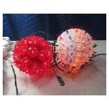 (2) Lighted 7" Hanging Spheres Red/MultiColor 1of2