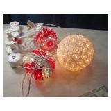 (3) Lighted 7"/5" Hanging Lighted Spheres Red/Clr
