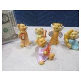 5pc TEDDY BABIES Angel Bear Figures 3"